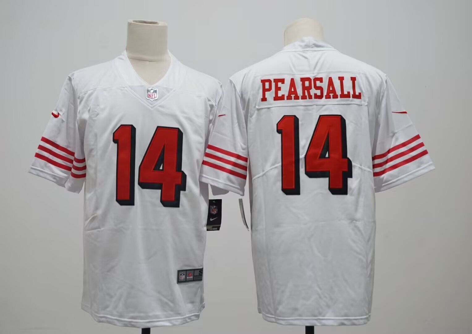 Men San Francisco 49ers 14 Pearsall white 2024 Nike Limited NFL Jersey style5